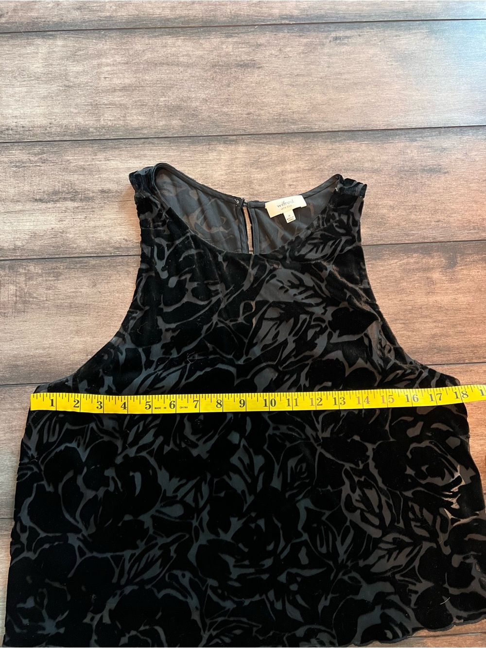 ARITZIA Wilfred Sheer Velvet Floral Tank Silk Blend Cropped Top - Picture 3 of 7